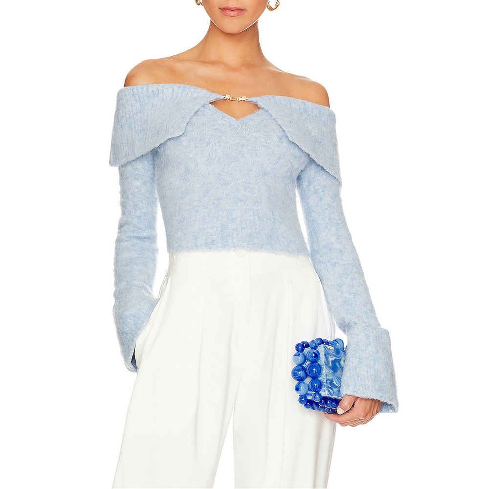 Cult Gaia Light Blue Off-Shoulder Top